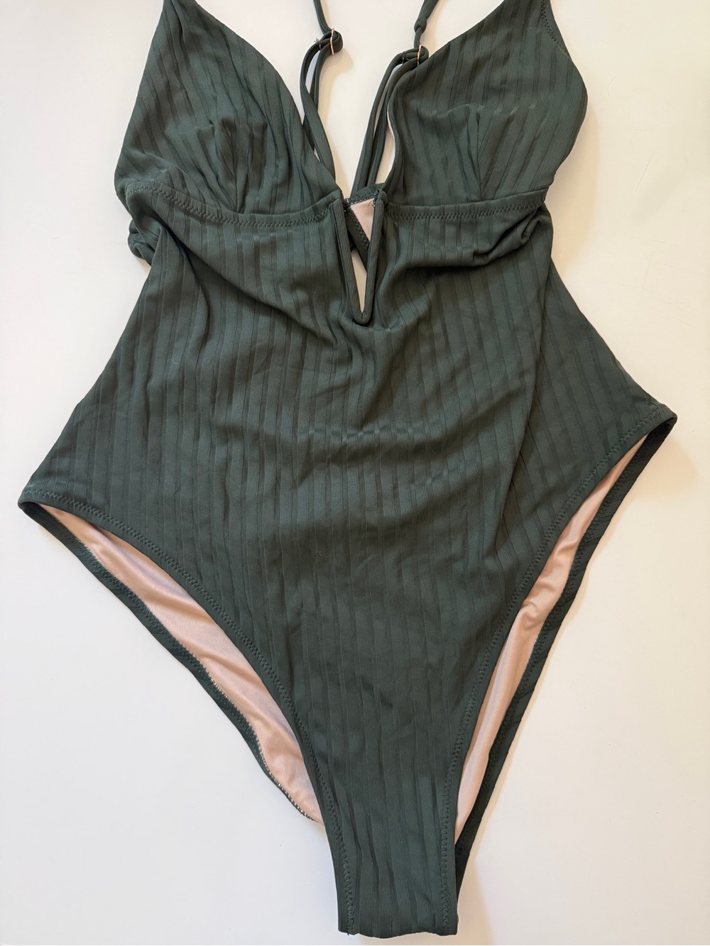 Shade and Shore Women’s Green Ribbed Swimsuit